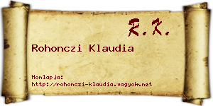 Rohonczi Klaudia névjegykártya